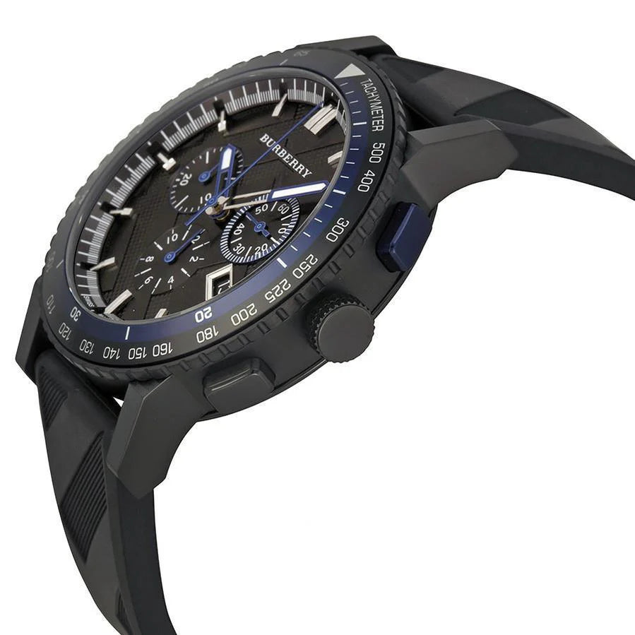 Montre Homme Burberry – Chronographe Silicone Noir Swiss Made