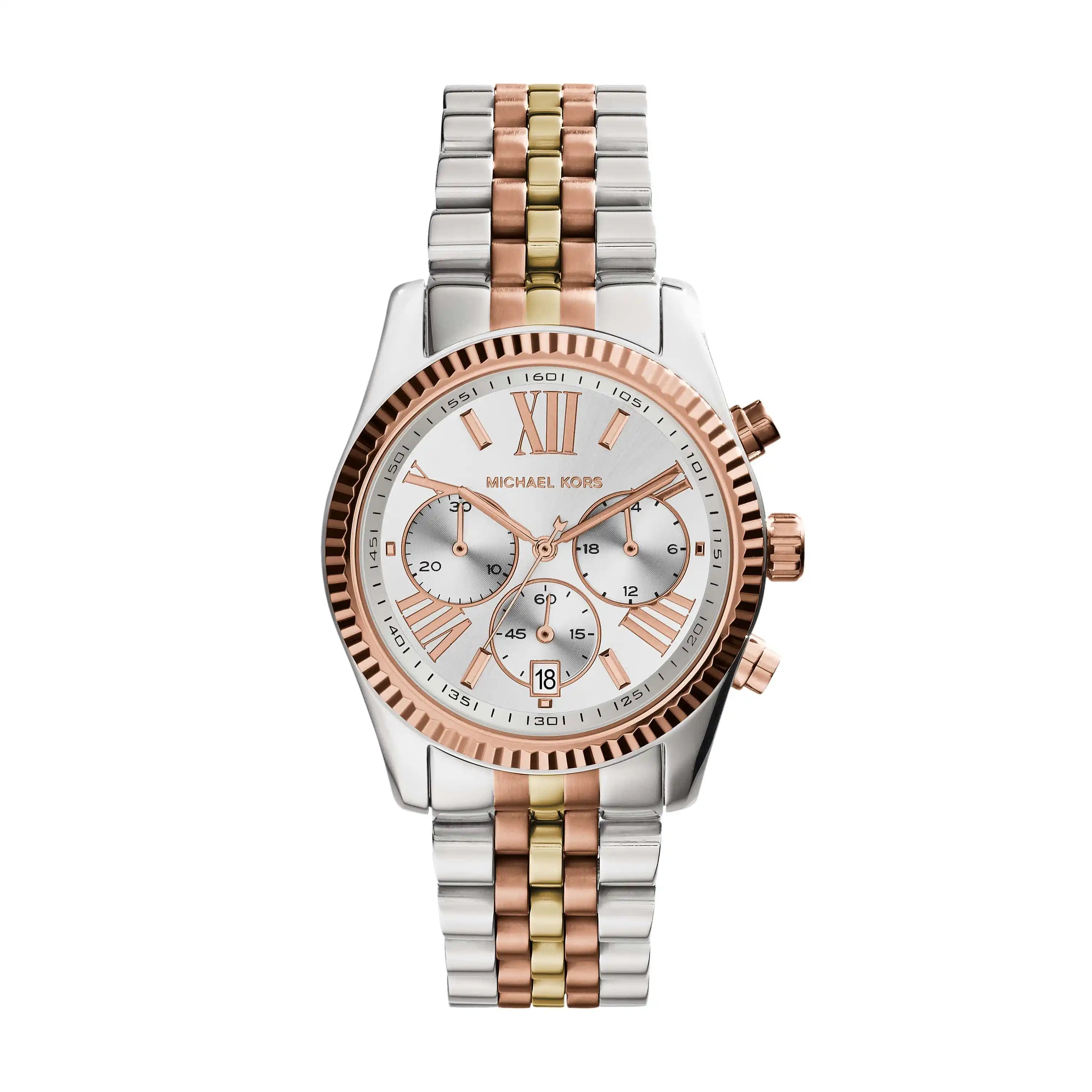 Montre Femme Michael Kors – Chronographe Acier Silver Gold et Rose Gold